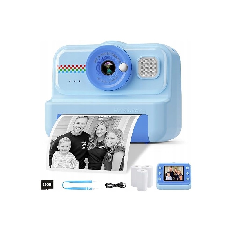 HiMont Natychmiastowy aparat dla dzieci HD/1080P z kartą 32 GB wideo OPIS