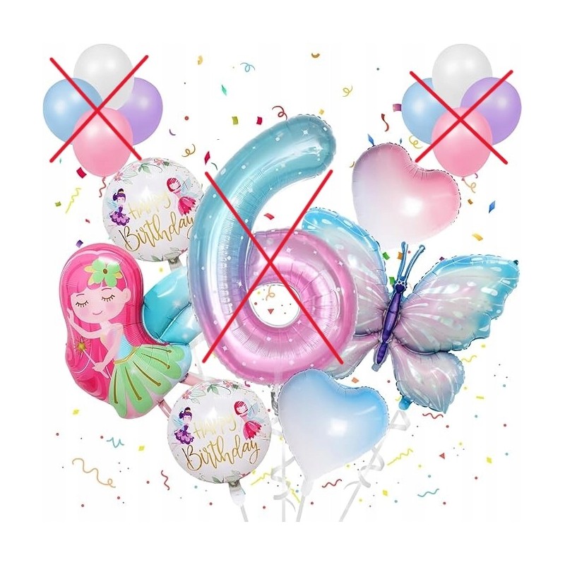 6 Balonów urodzinowych dla dzieci w różnych kształtach i kolorach OPIS