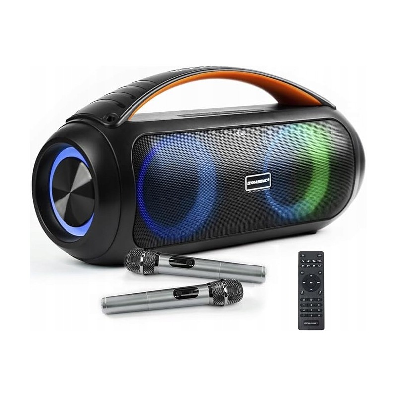 Dynasonic Przenośny głośnik Bluetooth D93 IPX7 LED + dwa mikrofony OPIS