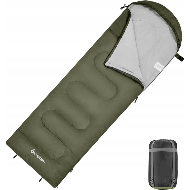 Outlet KingCamp śpiwór dla dorosłych rozmiar 220 x 75cm zielony OPIS