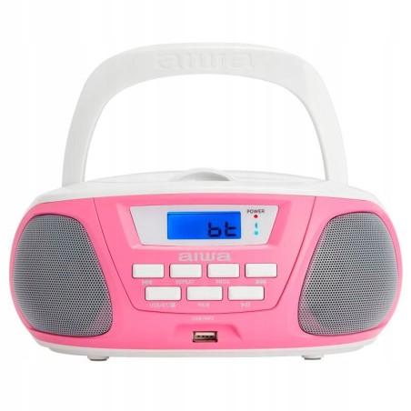 OUTLET BOOMBOX RADIOODTWARZACZ CD/MP3 BT Aiwa BBTU-300PK biało różowy OPIS