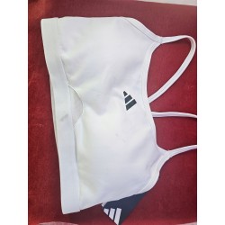 Outlet Stanik sportowy adidas Aeroreact Training 3 Stripes r. S biały OPIS