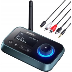 Adapter audio Bluetooth 5.0 SOOMFON nadajnik-odbiornik 3w1 z ekranem OPIS