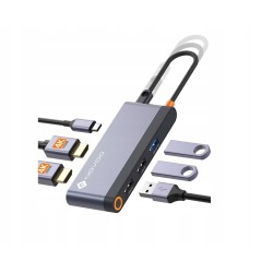 Outlet Stacja dokująca usb c 6 w 1 Novoo RM6F PD Plug and Play 100 W RJ45