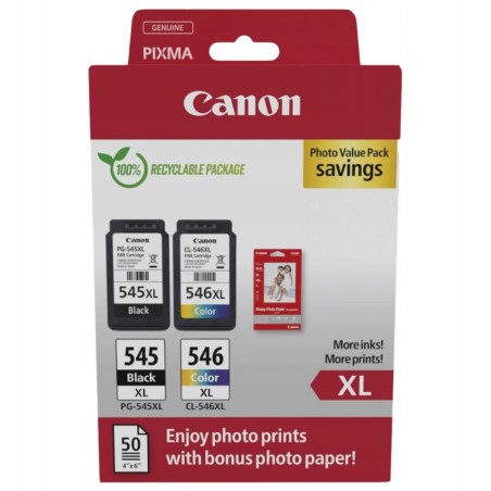 Canon PG-545 XL CL-546 XL VALUE 2 wkłady+50 arkuszy papieru fotograficznego