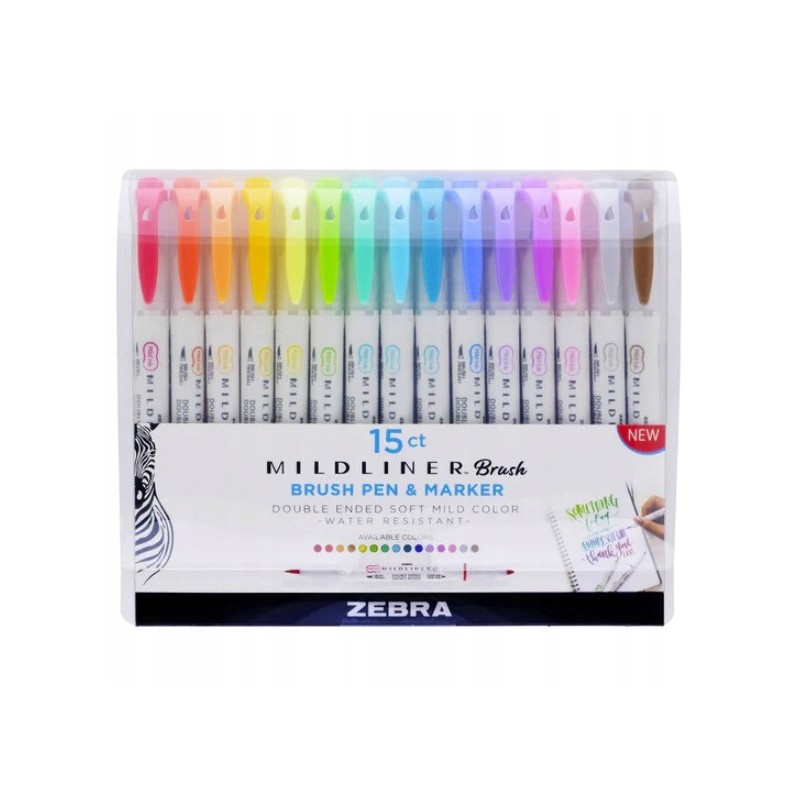 Outlet Zebra Mildliner Dwustronne zakreślacze 15 sztuk wielokolorwe