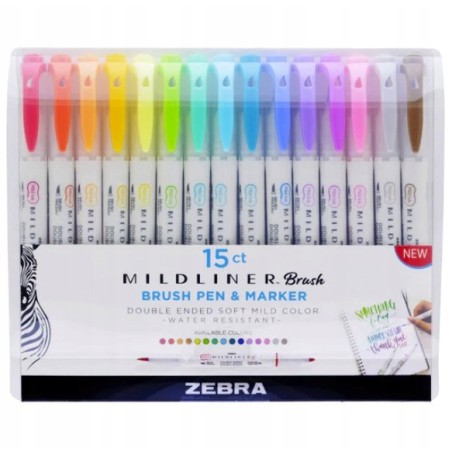Outlet Zebra Mildliner Dwustronne zakreślacze 15 sztuk wielokolorwe