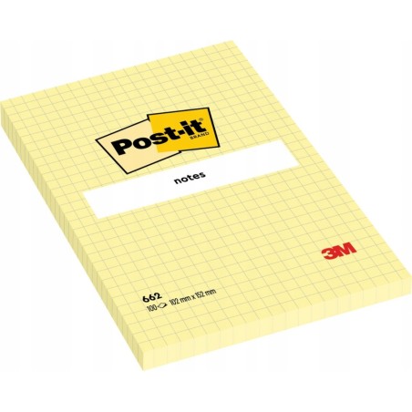 Karteczki samoprzylepne Post-it 100 kartek 102mm x 152mm w kratkę żółte