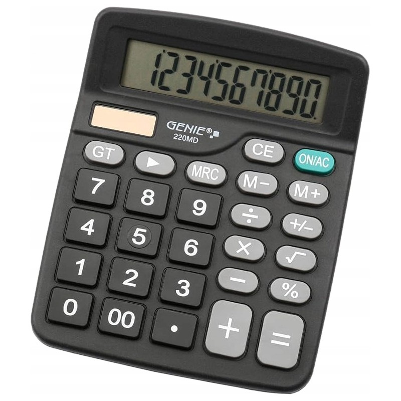 Genie 220MD 10-cyfrowy kalkulator biurowy Dual-Power kompaktowa konstrukcja