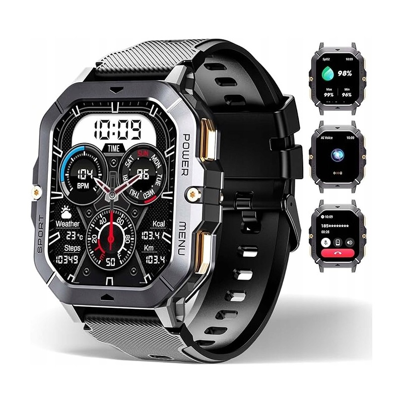 Outlet OUKITEL BT101 Wojskowy smartwatch dla mężczyzn ekran HD 2,02 cala