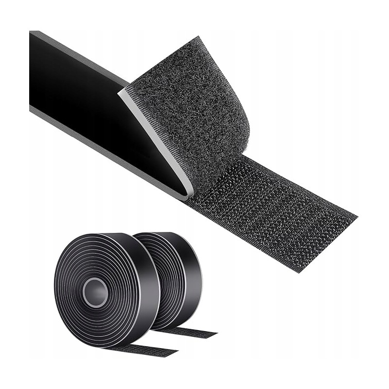 AiQInu Taśma na rzep 8 m x 30 mm samoprzylepna ekstra mocna czarna OPIS