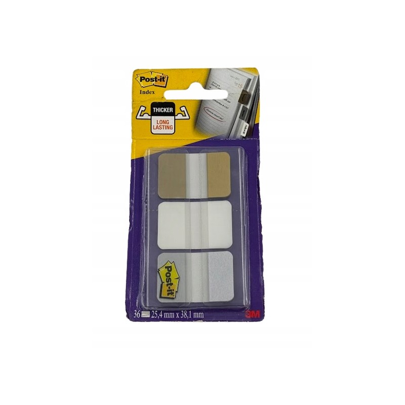 Post-It Index zakładki indeksujące 3 kolory rozmiar 25,4 x38,1mm wytrzymałe