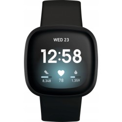 Outlet Smartwatch Fitbit Versa 3 czarny Bluetooth pulsometr krokomierz