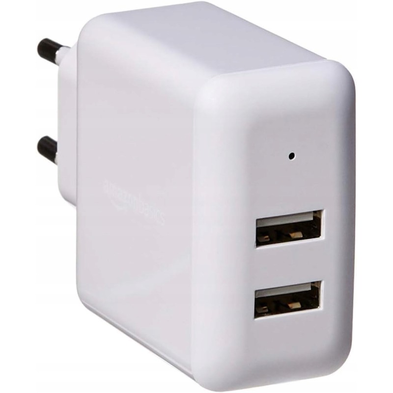 Outlet Amazon Basics dwupunktowy adapter do ładowania USB 2.4A biały