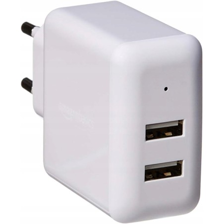 Outlet Amazon Basics dwupunktowy adapter do ładowania USB 2.4A biały