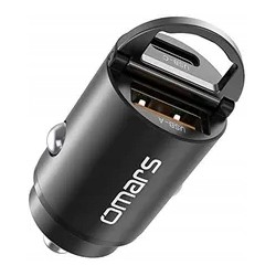 Ładowarka samochodowa Omars USB C 33W+USB A 30W 5A z szybkim ładowaniem