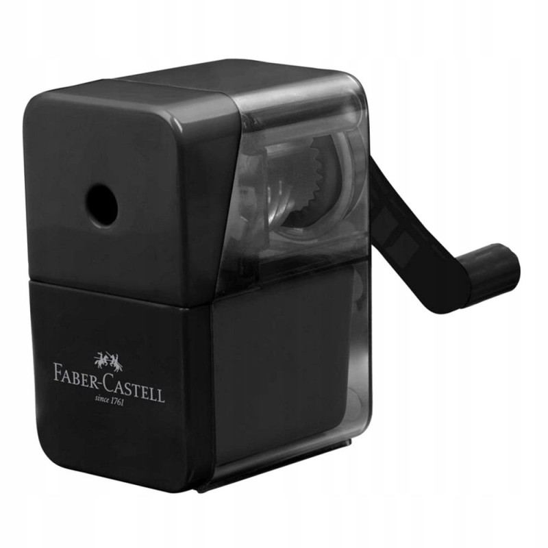 Outlet Temperówka manualna na korbkę z pojemnikiem czarna Faber-Castell
