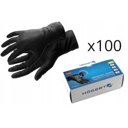 HOGERT HT5K774-L RĘKAWICZKI NITRYLOWE JEDNORAZOWE CZARNE 100 SZTUK R. L