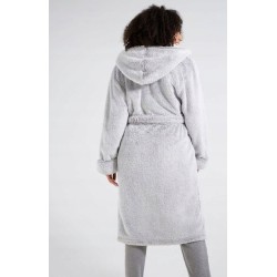 Luksusowy damski szary szlafrok Luxury z kapturem 1050 g szary rozmiar S