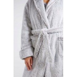 Luksusowy damski szary szlafrok Luxury z kapturem 1050 g szary rozmiar S