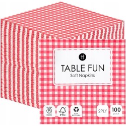 Outlet Papierowe serwetki Talking Tables 33x33 cm w czerwoną kratkę 100
