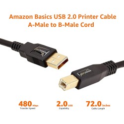 AmazonBasics 7HUA kabel USB długość kabla 1,8 m 2.0 USB A USB B do drukarki