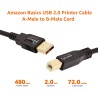 AmazonBasics 7HUA kabel USB długość kabla 1,8 m 2.0 USB A USB B do drukarki