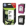 Outlet Oryginalny zestaw 2pack Hp 302 czarny + kolor X4D37AE poj. 7.5 ml