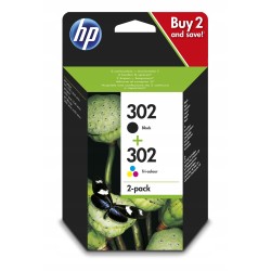 Outlet Oryginalny zestaw 2pack Hp 302 czarny + kolor X4D37AE poj. 7.5 ml