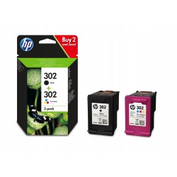 Outlet Oryginalny zestaw 2pack Hp 302 czarny + kolor X4D37AE poj. 7.5 ml