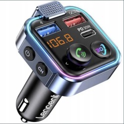 Outlet Transmiter samochodowy Bluetooth FM, szybka ładowarka LENCENT BT23R