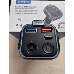 Outlet Transmiter samochodowy Bluetooth FM, szybka ładowarka LENCENT BT23R