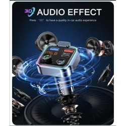 Outlet Transmiter samochodowy Bluetooth FM, szybka ładowarka LENCENT BT23R