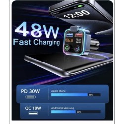 Outlet Transmiter samochodowy Bluetooth FM, szybka ładowarka LENCENT BT23R