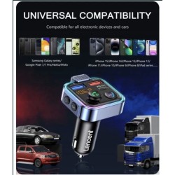 Outlet Transmiter samochodowy Bluetooth FM, szybka ładowarka LENCENT BT23R