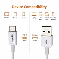Kabel AmazonBasic USB - USB typ C 0,9 m biały