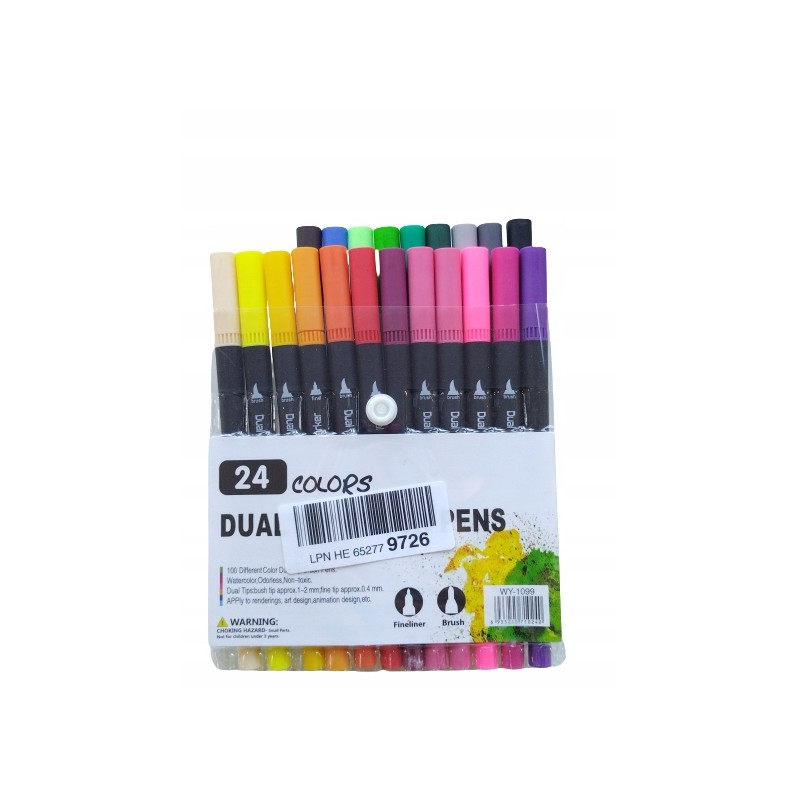 Flamastry podwójne DUAL TIP pisaki 23 szt. WODOODPORNE non-toxic bezwonne