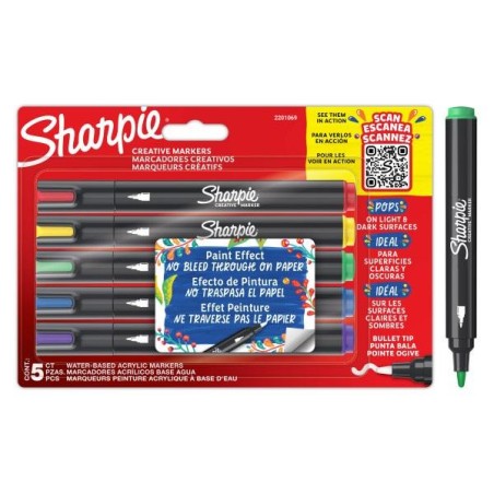 SHARPIE ZESTAW MARKERÓW akrylowy pisaki ARTYSTYCZNE 5SZT. wodoodporne