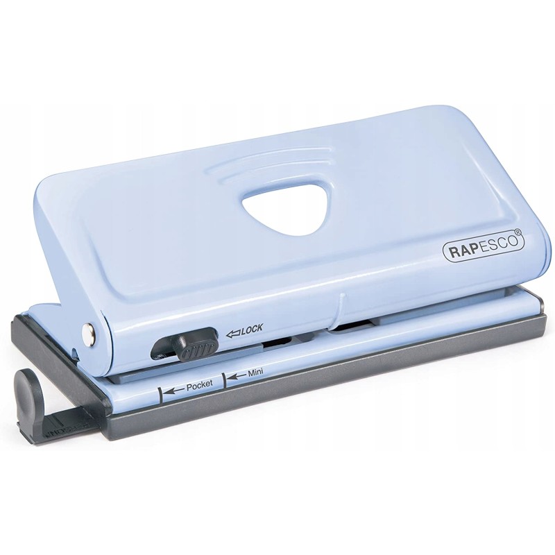 Dziurkacz długoramienny Rapesco odcienie szarości i srebra max 10 arkuszy