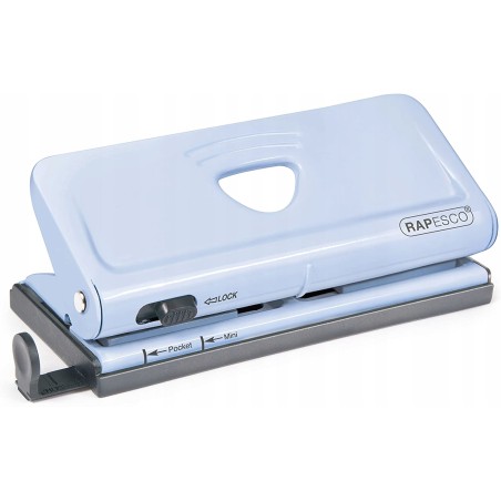 Dziurkacz długoramienny Rapesco odcienie szarości i srebra max 10 arkuszy