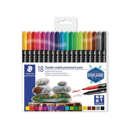Outlet STAEDTLER Flamastry dwustronne permanentne 18 kol