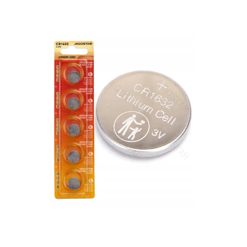 Outlet Bateria pastylkowa CR1632 3V litowo -manganowa Aigostar 5 szt.