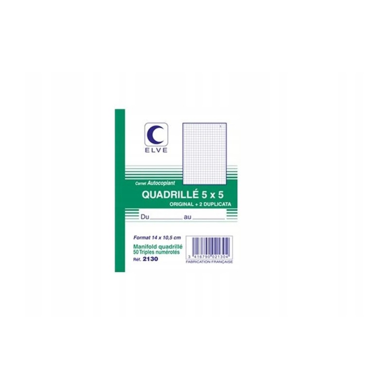 Outlet 50-kartkowy trójskładany zeszyt samokopiujący w kratkę 140 × 105 mm