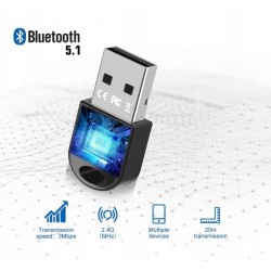 Outlet Adapter Bluetooth 5.1 Dongle USB + EDR kompaktowy plug and play