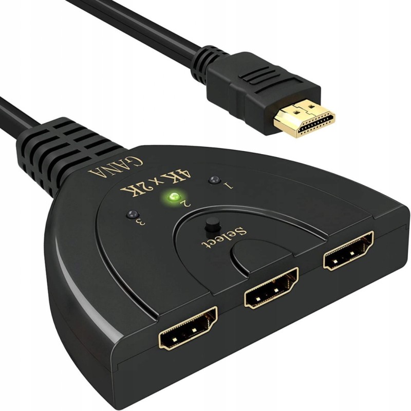 Outlet Rozdzielacz Switch HDMI 3x1 3 Porty Rozgałęźnik 4K HDCP V1.2 FULL HD