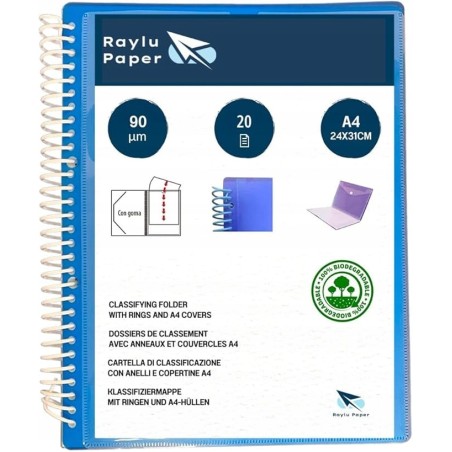 Outlet Niebieska teczka z koszulkami bindowana Raylu Paper błękitne A4 work