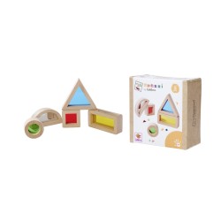 MONTESSORI DREWNNIANE KOLOROWE KLOCKI RÓŻNE KSZTAŁTY 5 ELEMENTÓW CE 1+