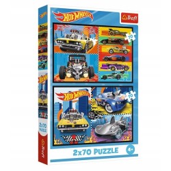 Outlet Puzzle 2x70 elementów Hot Wheels Samochodziki Trefl