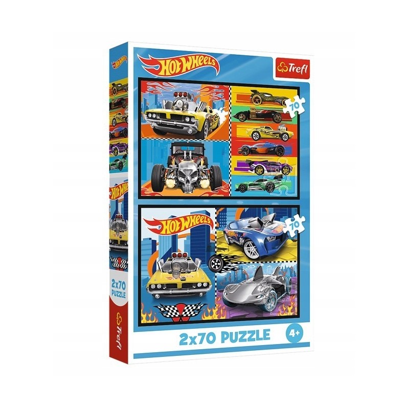 Outlet Puzzle 2x70 elementów Hot Wheels Samochodziki Trefl