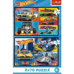 Outlet Puzzle 2x70 elementów Hot Wheels Samochodziki Trefl